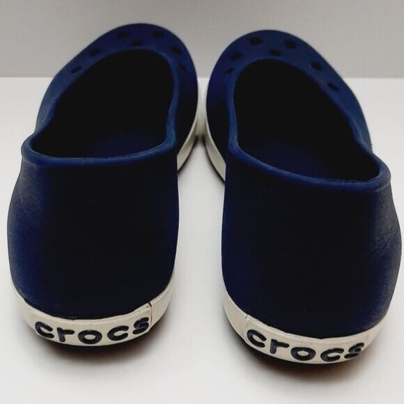 CROCS Ballet Flats Light Perforated Slip-On Shoe Navy Blue White Trim Sz 7 - Picture 8 of 13